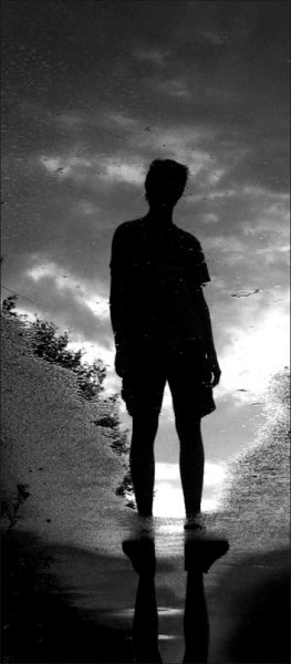 upside down boy reflection