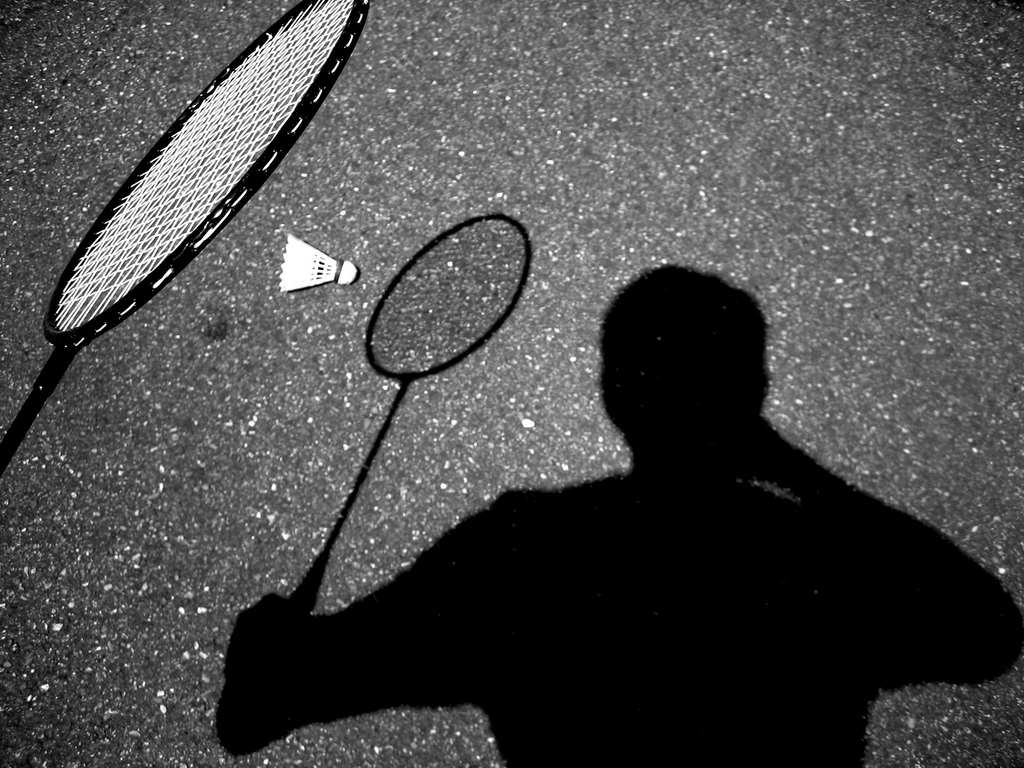 Shadow of a badminton player