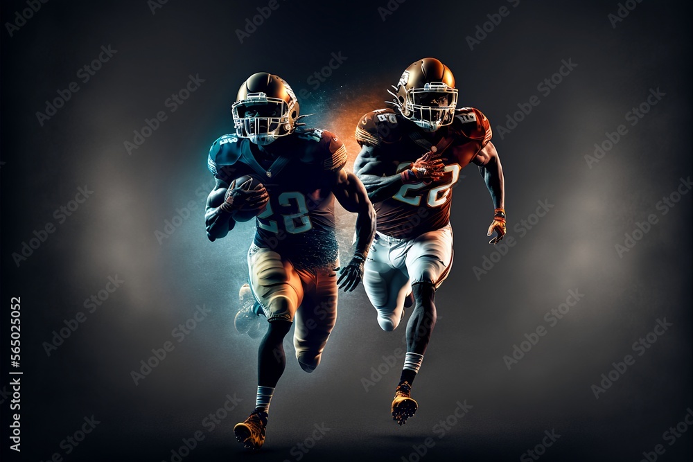 NFL players running. Generative AI.